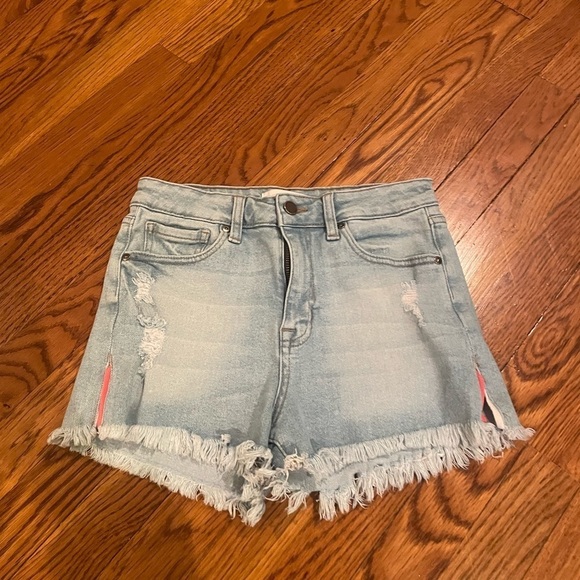JUST Black Denim Light Blue Jean Shorts Size Small - Picture 1 of 6